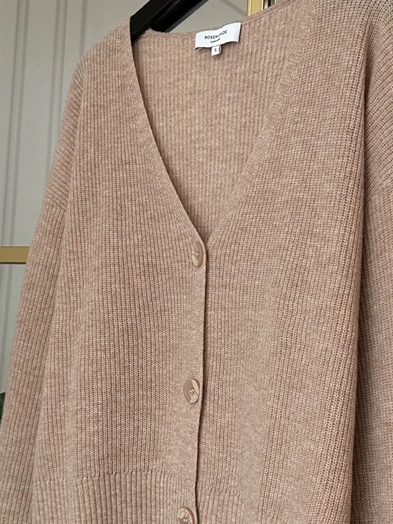 Rosemunde Wool & Cashmere V-Neck Cardigan, Sand Melange 